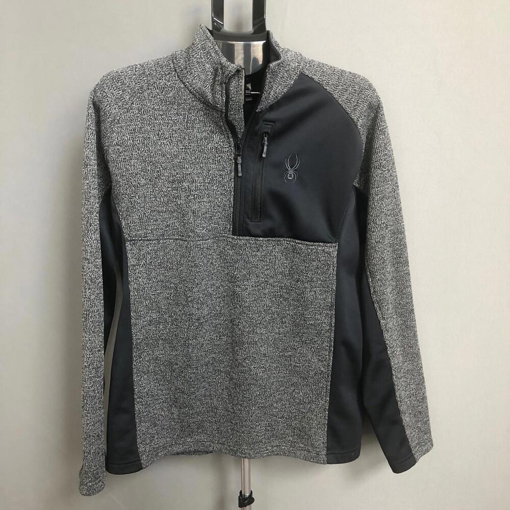 Spyder Sweater Mens XL 1/4 Zip Long Sleeve Outdoor Heathered Gray